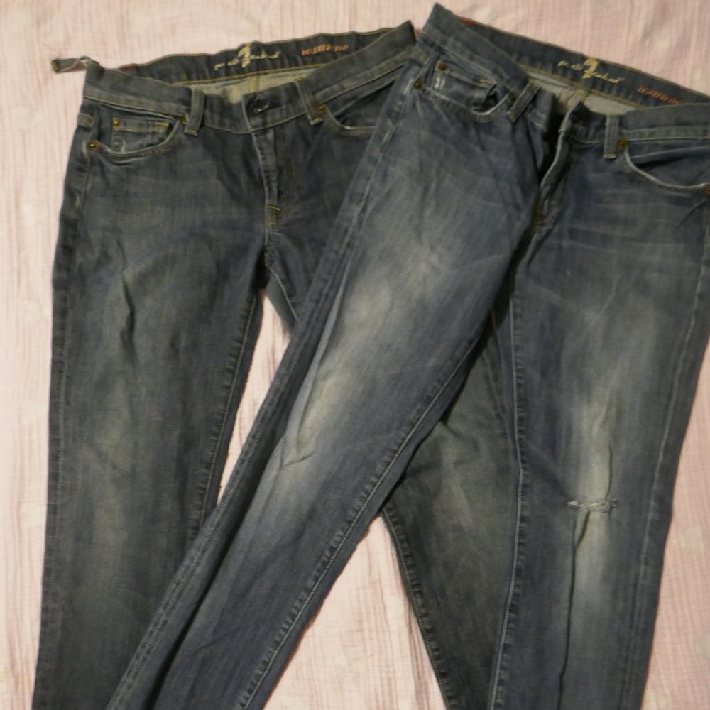 Bundle Lot 2 Seven 7 for All Mankind Roxanne Jeans Cigarette Slim Straight 28 6
